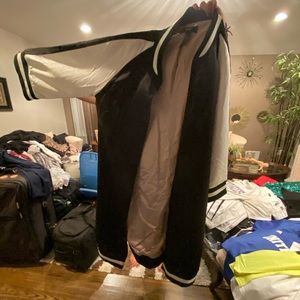 black and cream long jacket